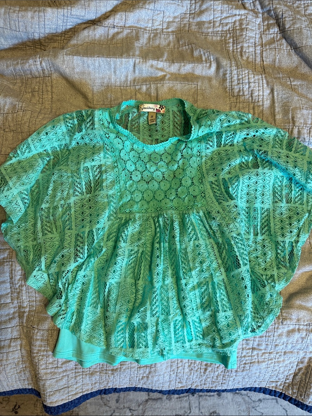 Speechless Teal Lace Flutter Sleeve Top w/matching tank.